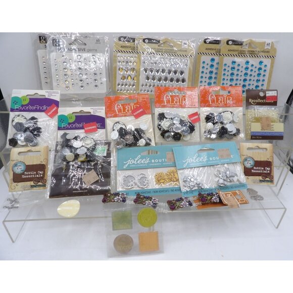 Mixed Lot Of Adhesive Gems & Buttons and Beads For Crafting & Scrapbooking - Picture 1 of 13